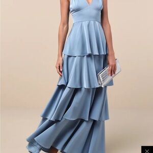 Lulu's Sky Blue Layered Maxi Dress